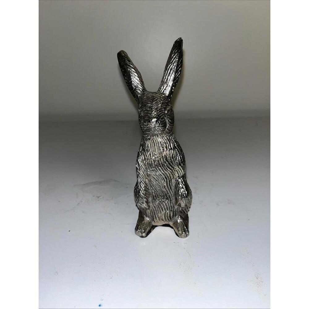 Aluminum Textured Pewter Rabbit Bunny 6 1/2 X 2 Inches